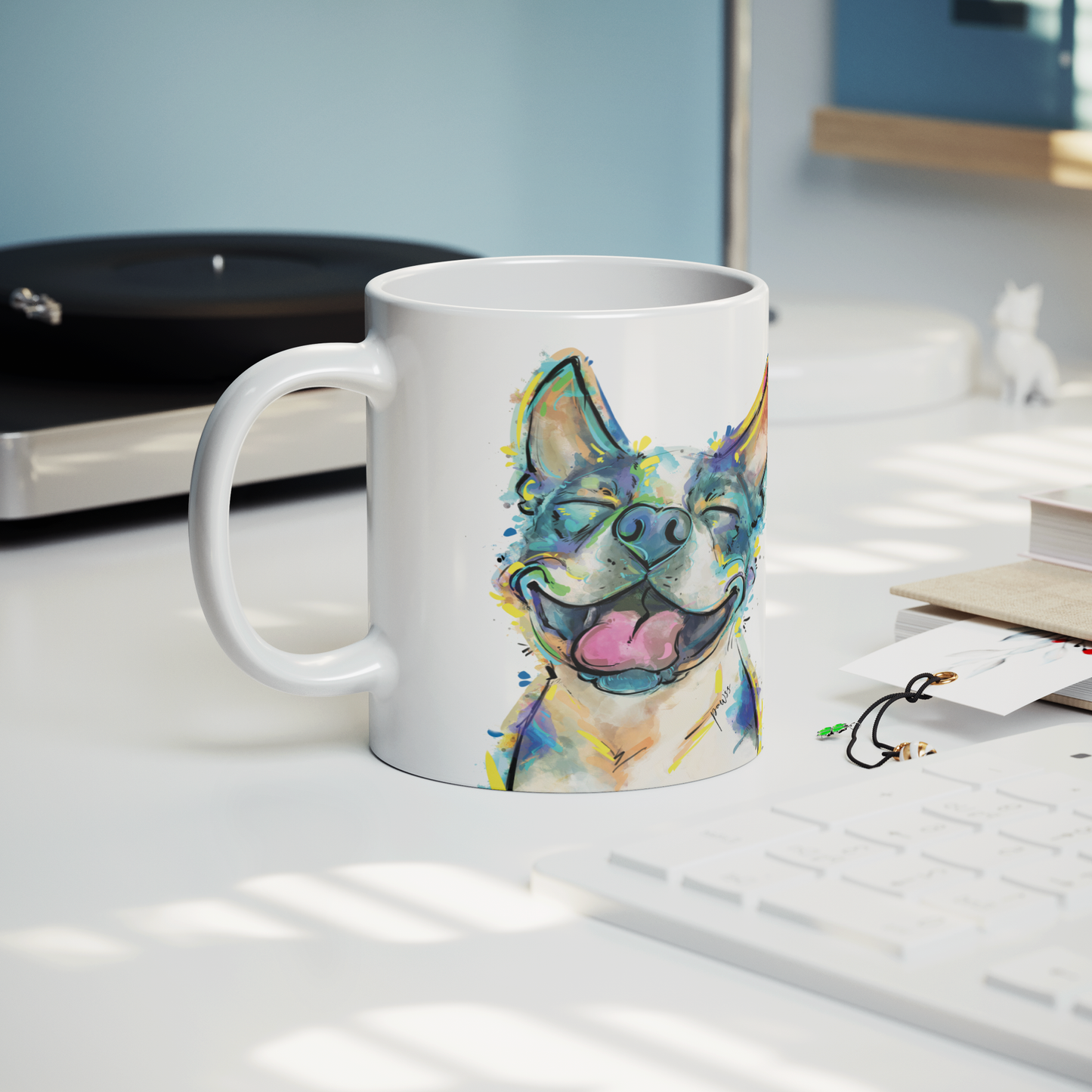 Cutie_Nose_Boston_Terrier_Accent_Mug_Lifestyle_Record_Player_Mockup.png