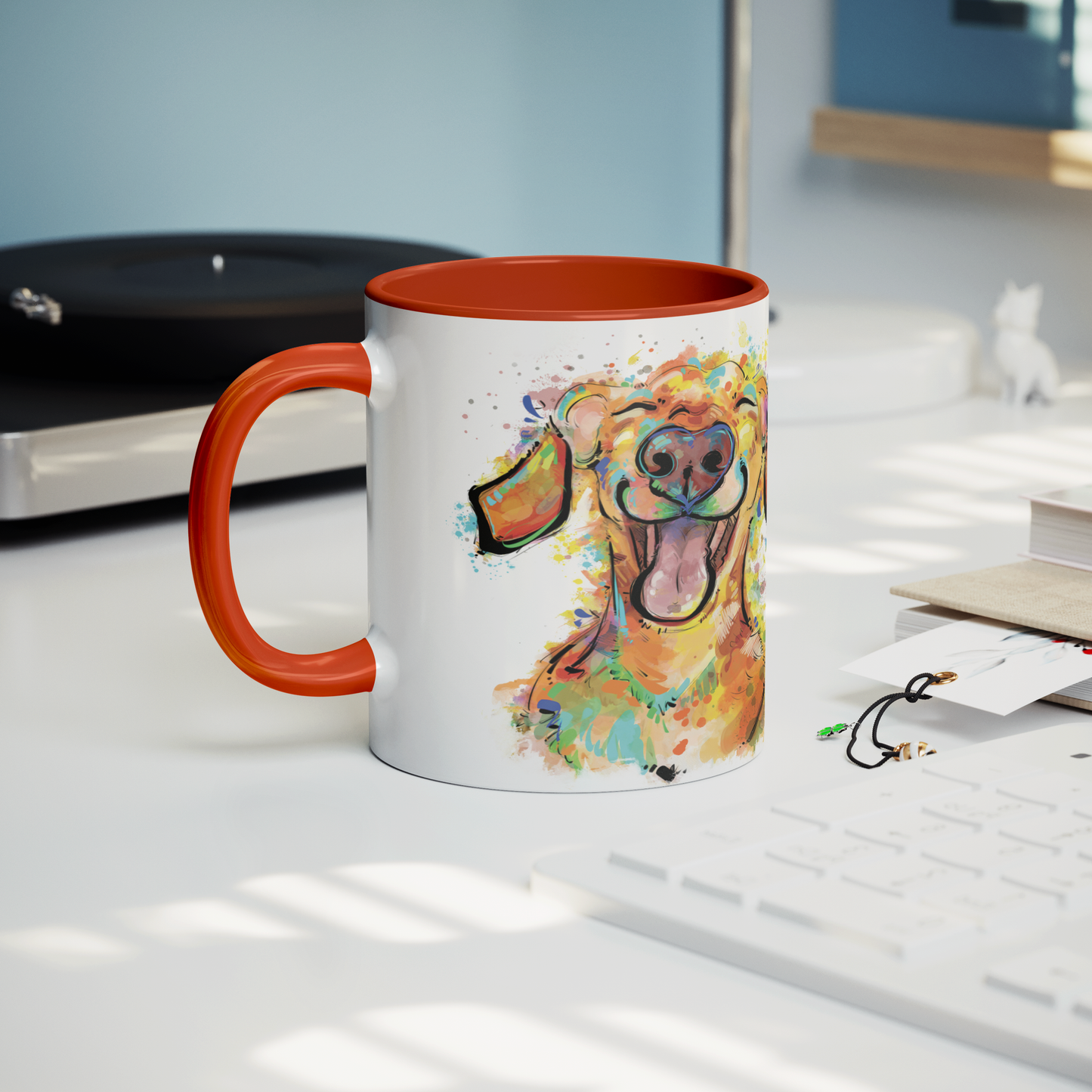 Cutie_Nose_Dachshund_Accent_Mug_Lifestyle_Record_Player_Mockup.png
