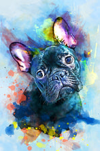 Load image into Gallery viewer, French bull dog dog art watercolor pet portrait