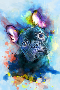 PAWSS - Watercolor pet portrait | French Bull Dog art 