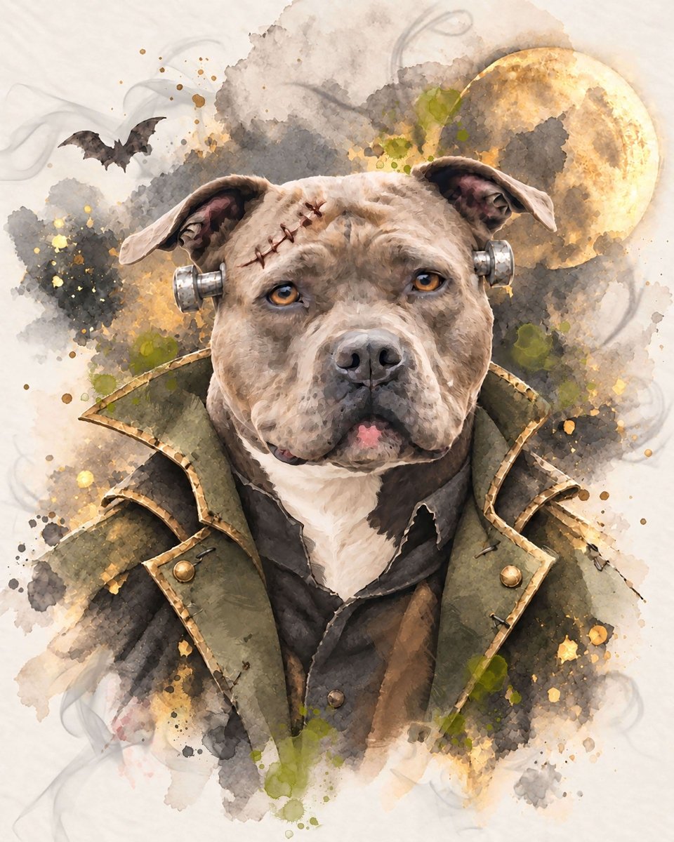 Watercolor Pet Portrait-Halloween Fashion - PAWSS
