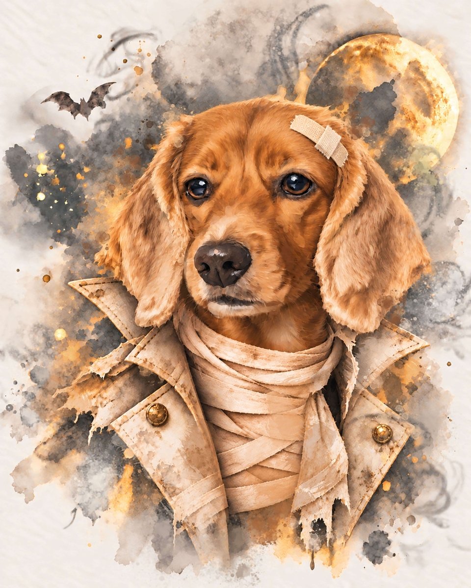 Watercolor Pet Portrait-Halloween Fashion - PAWSS