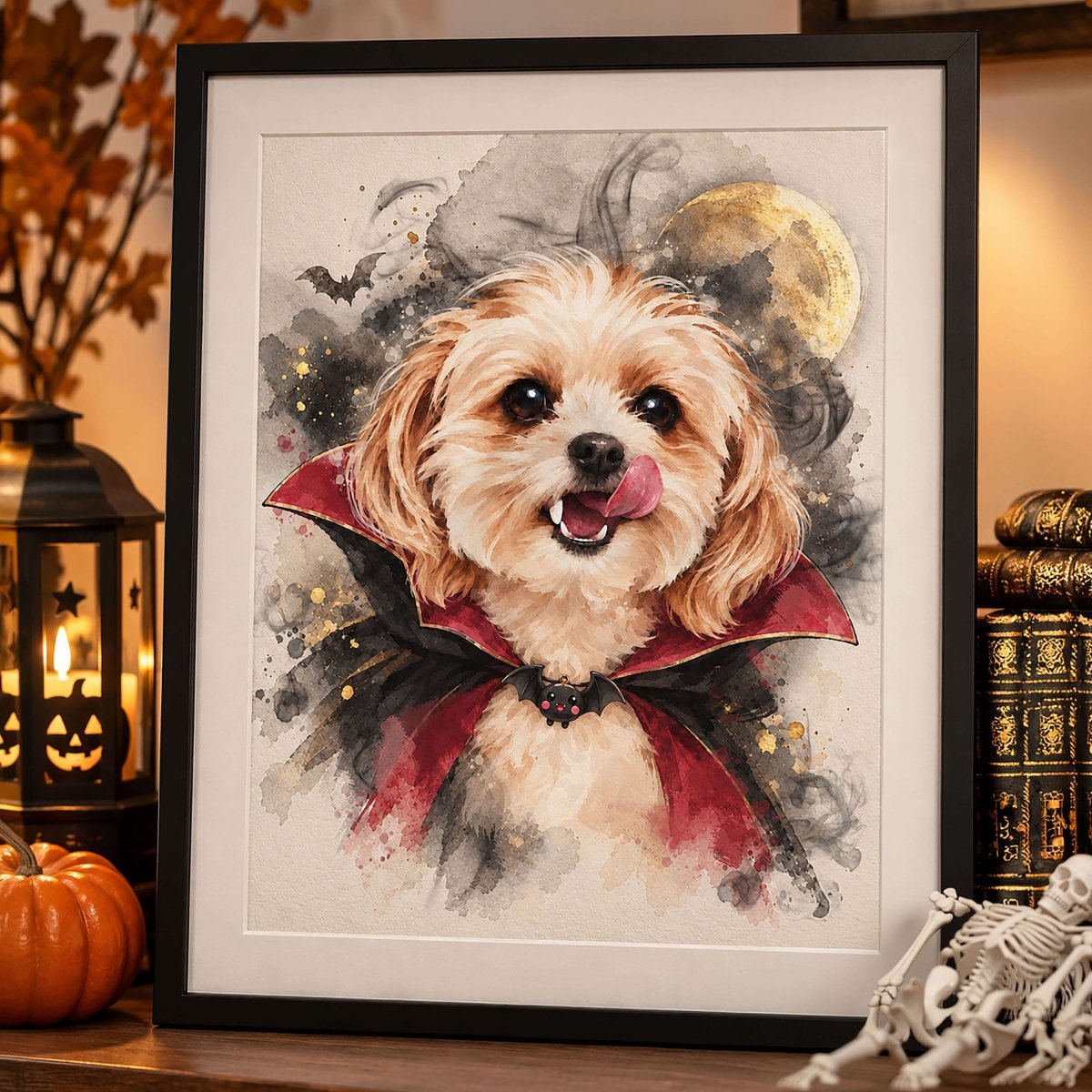 Watercolor Pet Portrait-Halloween Fashion - PAWSS