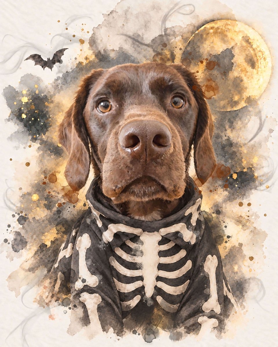 Watercolor Pet Portrait-Halloween Fashion - PAWSS