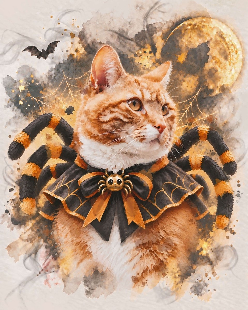 Watercolor Pet Portrait-Halloween Fashion - PAWSS