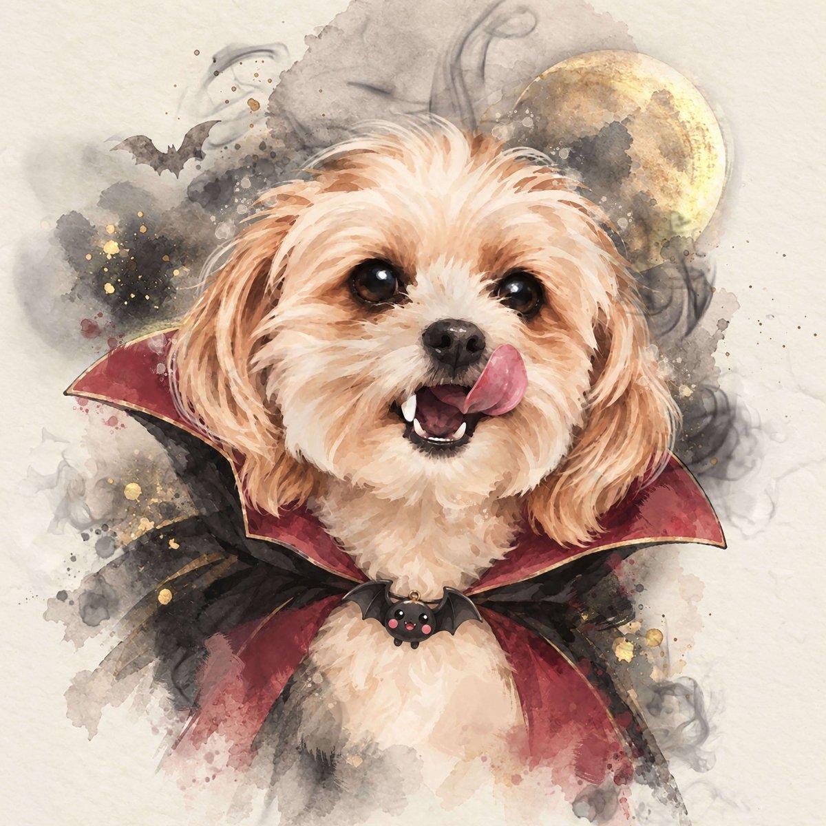 Watercolor Pet Portrait-Halloween Fashion - PAWSS