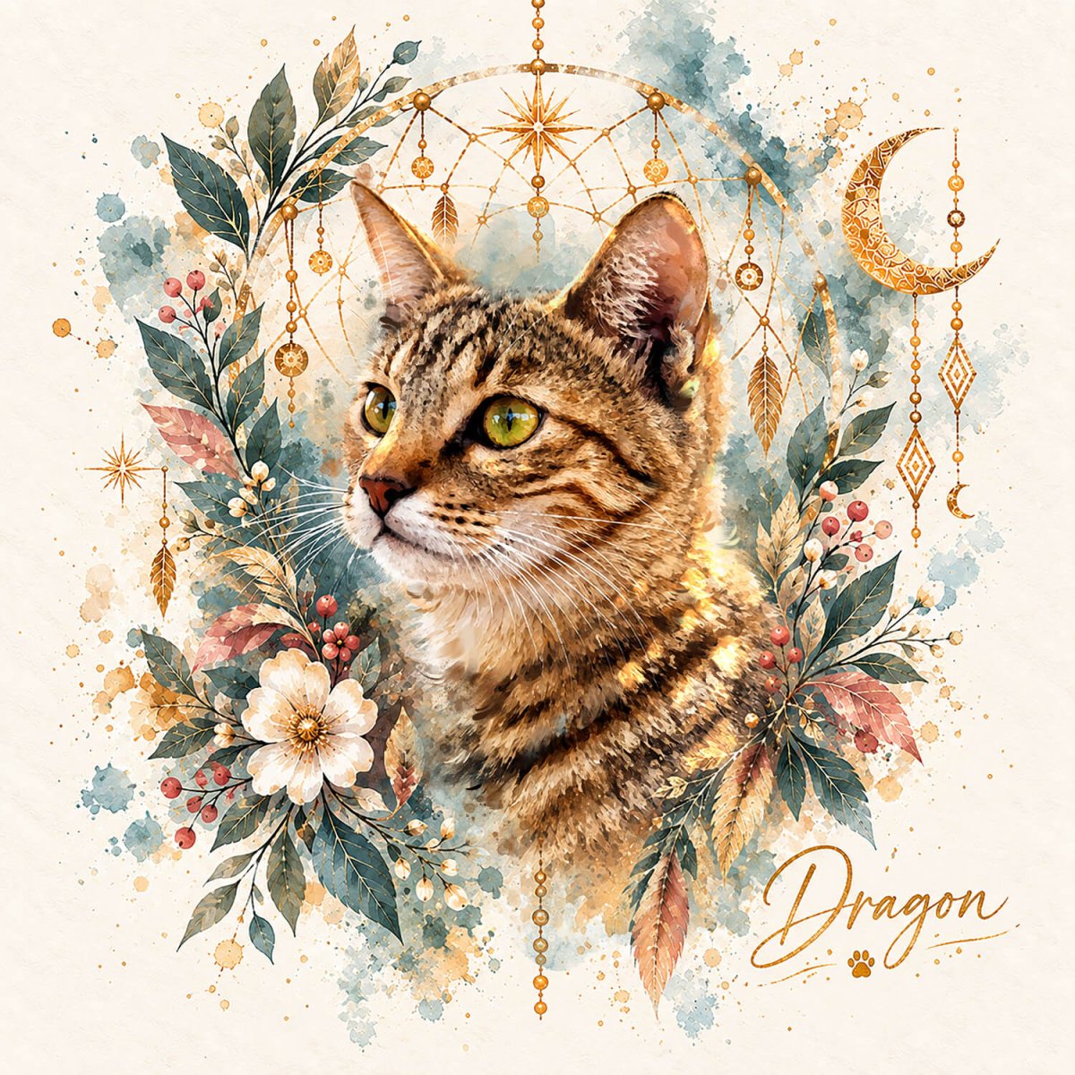 Watercolor Pet Portrait-The Dreamcatcher - PAWSS