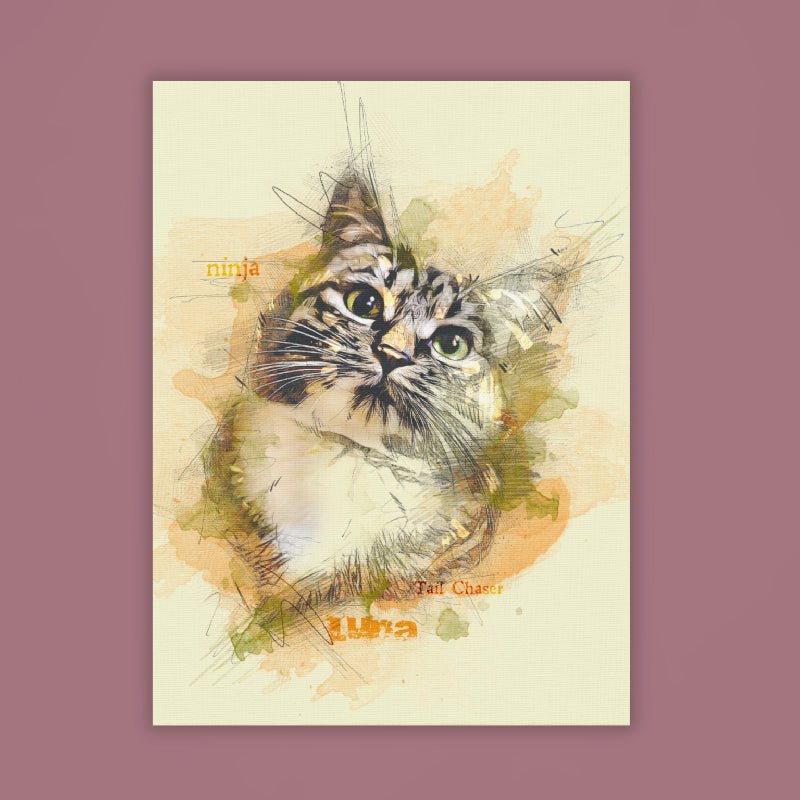 Watercolor Pet Portrait - The Minimalist Sketch - PAWSS