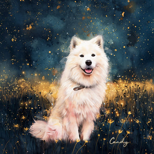 Custom watercolor dog memorial portrait by PAWSS