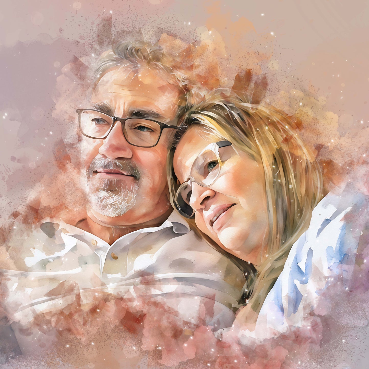couple custom watercolor pet portrait of 