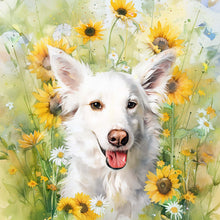 Load image into Gallery viewer, custom watercolor pet portrait of blossomtails style in floral background