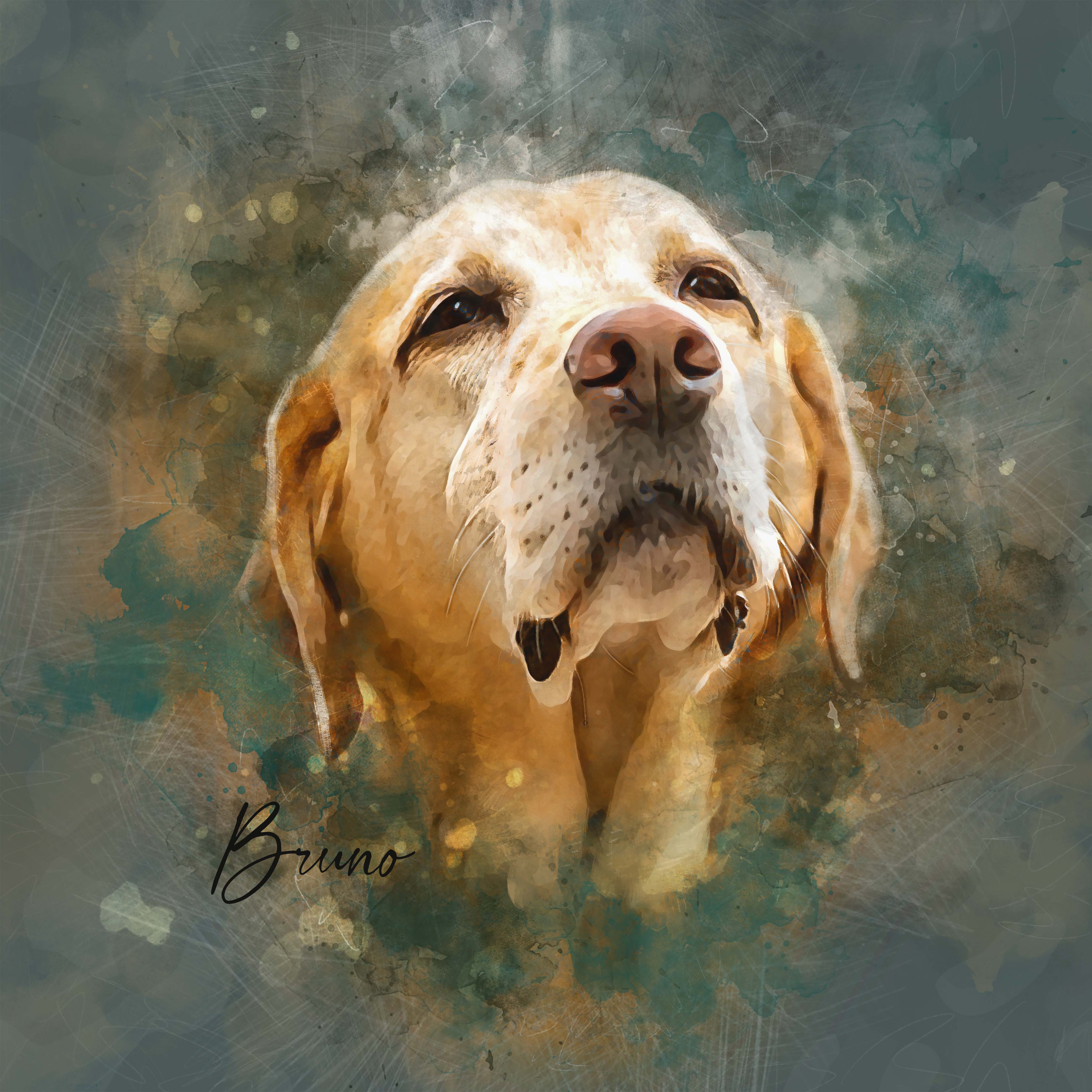 labrador retriever custom watercolor pet portrait of contemporary neutral style in soft neutral colors