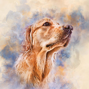 PAWSS - Watercolor pet portrait | Golden Retriever dog art 