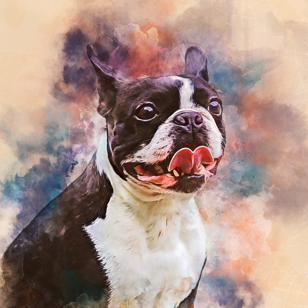 PAWSS - Watercolor pet portrait | French Bull dog art 