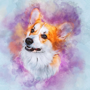 PAWSS - Watercolor pet portrait | Corgi dog art 